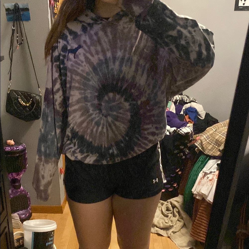 PINK Victoria's Secret Oversized Gray and Purple Hoodie
